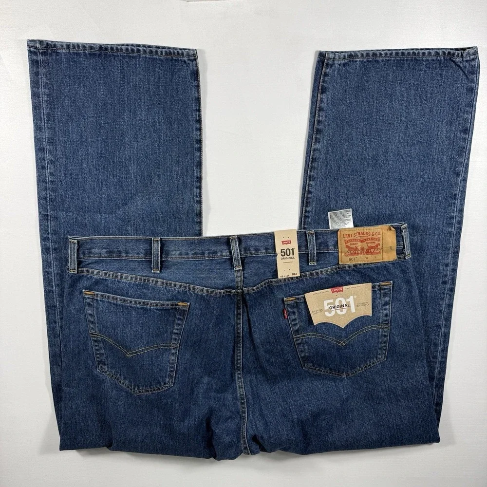Levis 501 Original Fit Denim Jeans Mens 46x34 Straight Leg Button Fly Cotton NWT